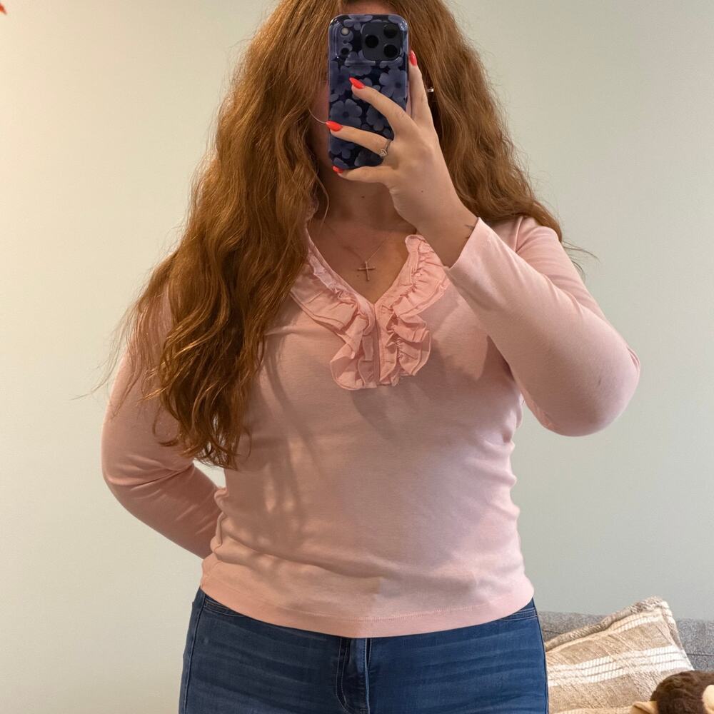 Lauren Ralph Lauren Pink Ruffle Long Sleeve Top P/P